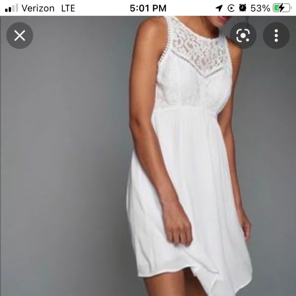 White Abercrombie & Fitch Y2K crepe and lace open back boho dress
